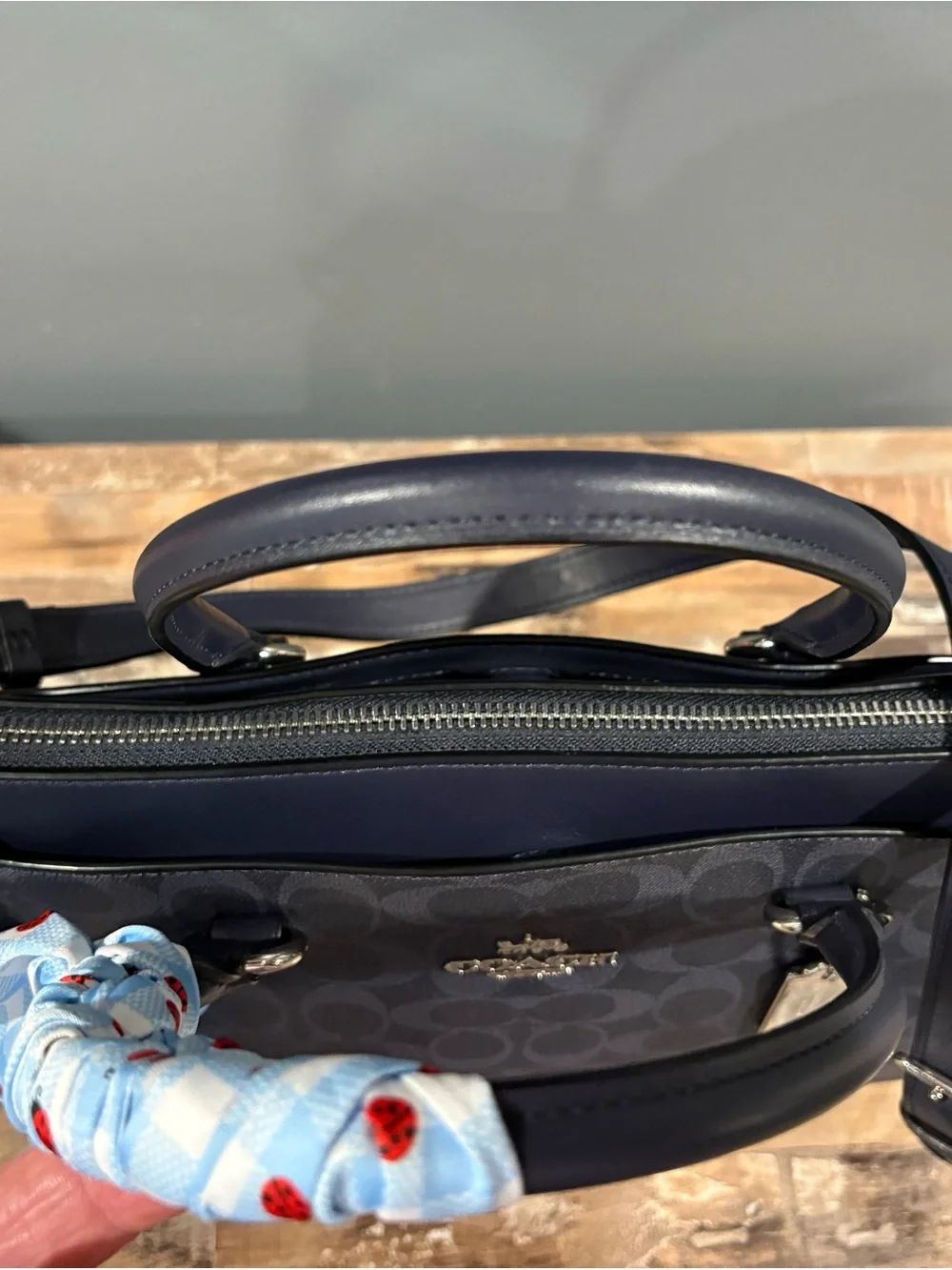 Coach Midnight Navy Signature Satchel NWOT
